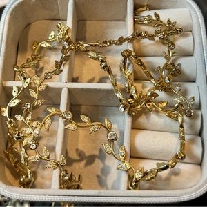 Gold vine wedding jewelry set (earrings, bracelet, necklace)